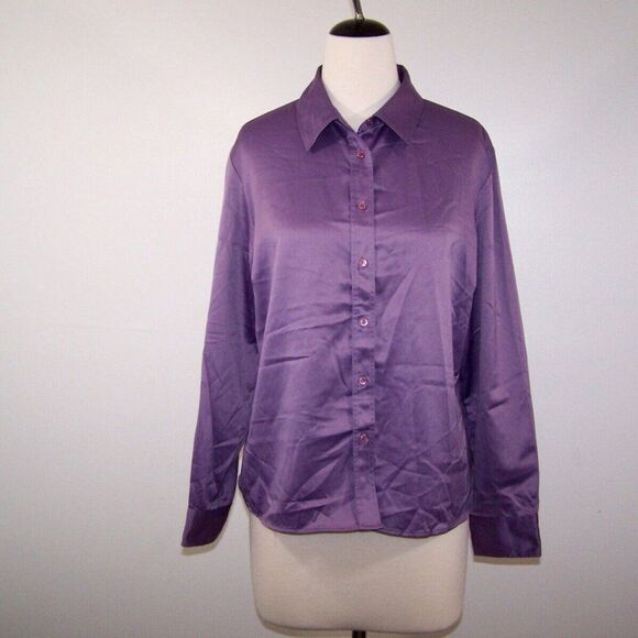 Karen Scott Purple Button Down Shirt - Picture 2 of 8